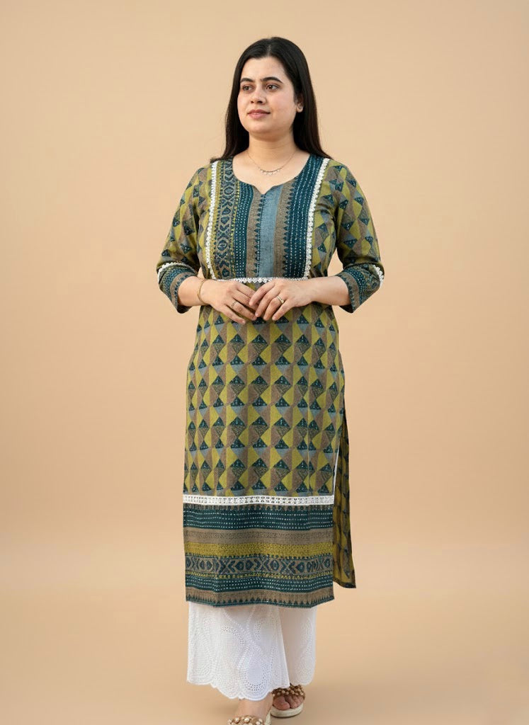 Airy Cotton Ajrakh kurti for women