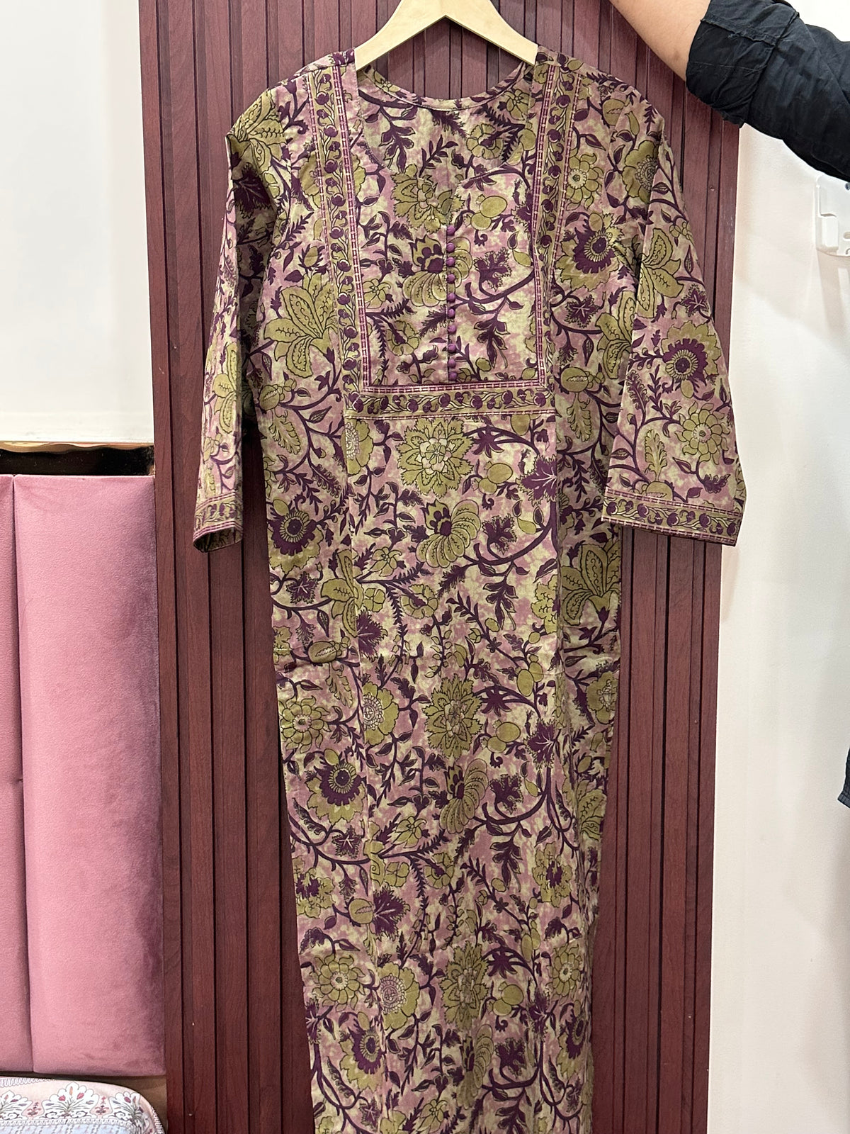Ada pure cotton kurti for women kalamkari purple