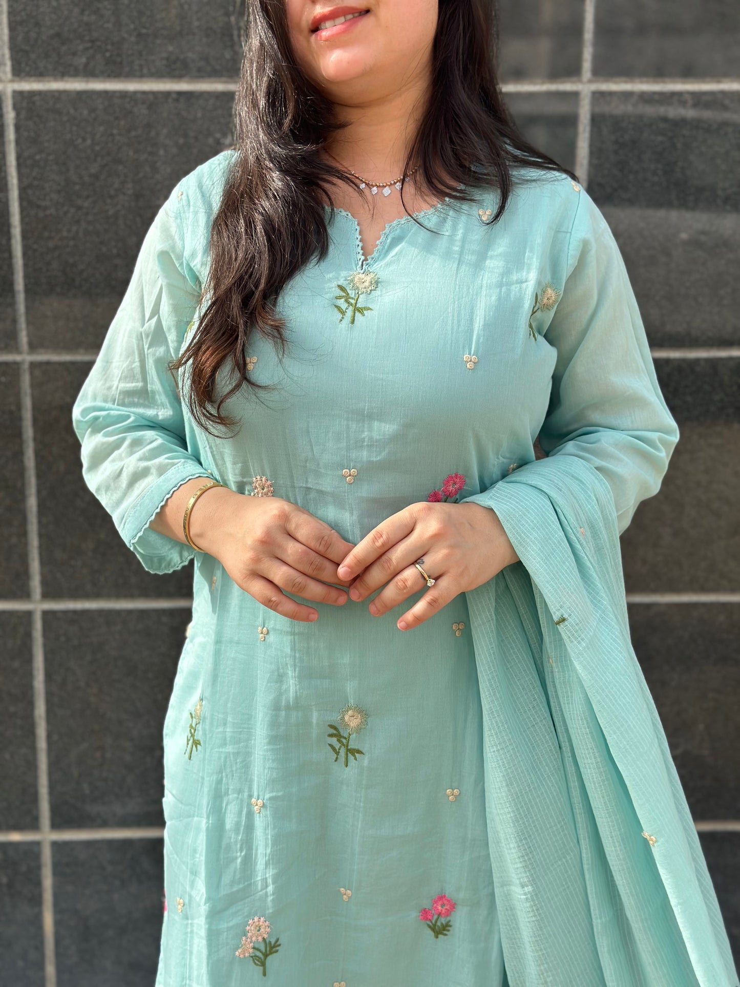 Gulmohar Mulmul Cotton kurta Set with dupatta