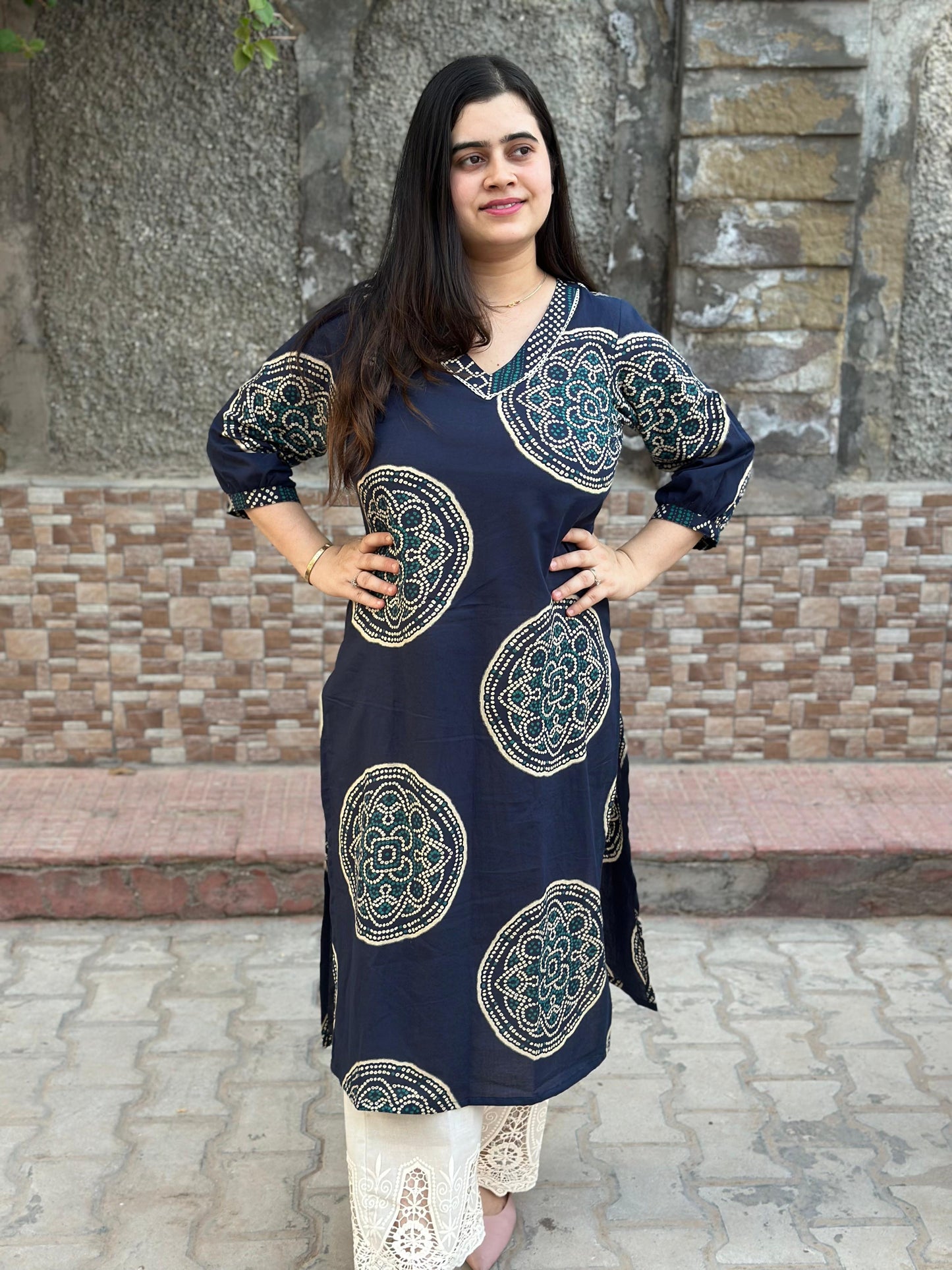 Bold In Blue- Cotton Kurti For Women