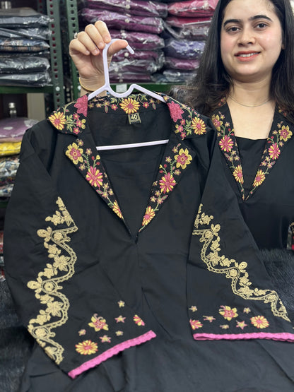 Ultimate Black thread embroidery Kurta Pant Set
