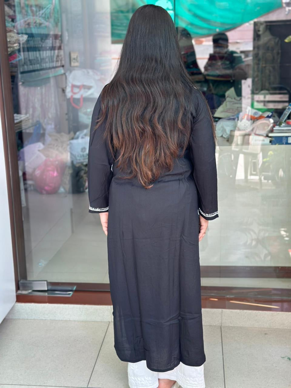 Chikankari Modal Kurti Black