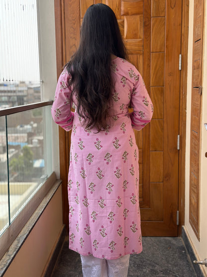 Gulmohar Cotton kurti for women pink