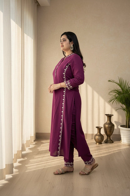 Cotton kurta set with pants