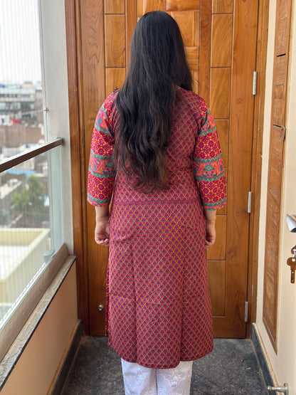 Gulmohar Cotton kurti for women ranipink