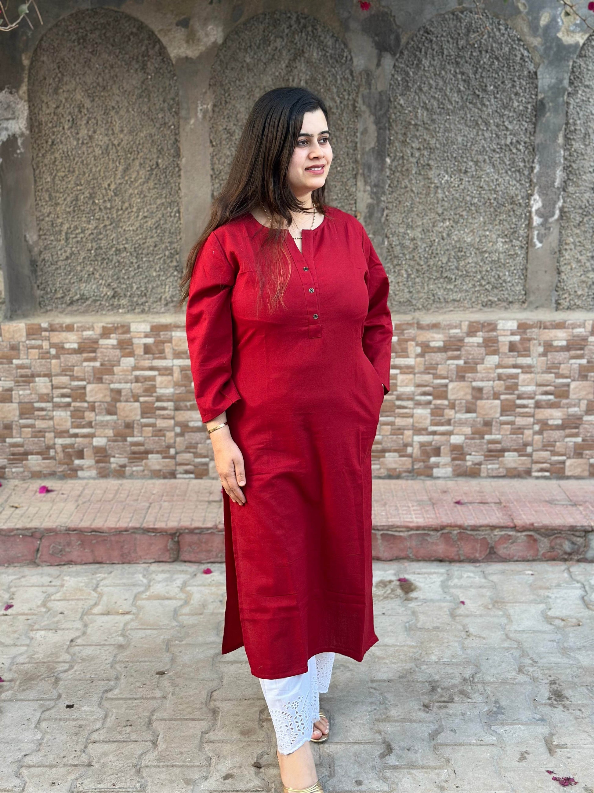 Airy Linen Long Kurta - Vijay Laxmi