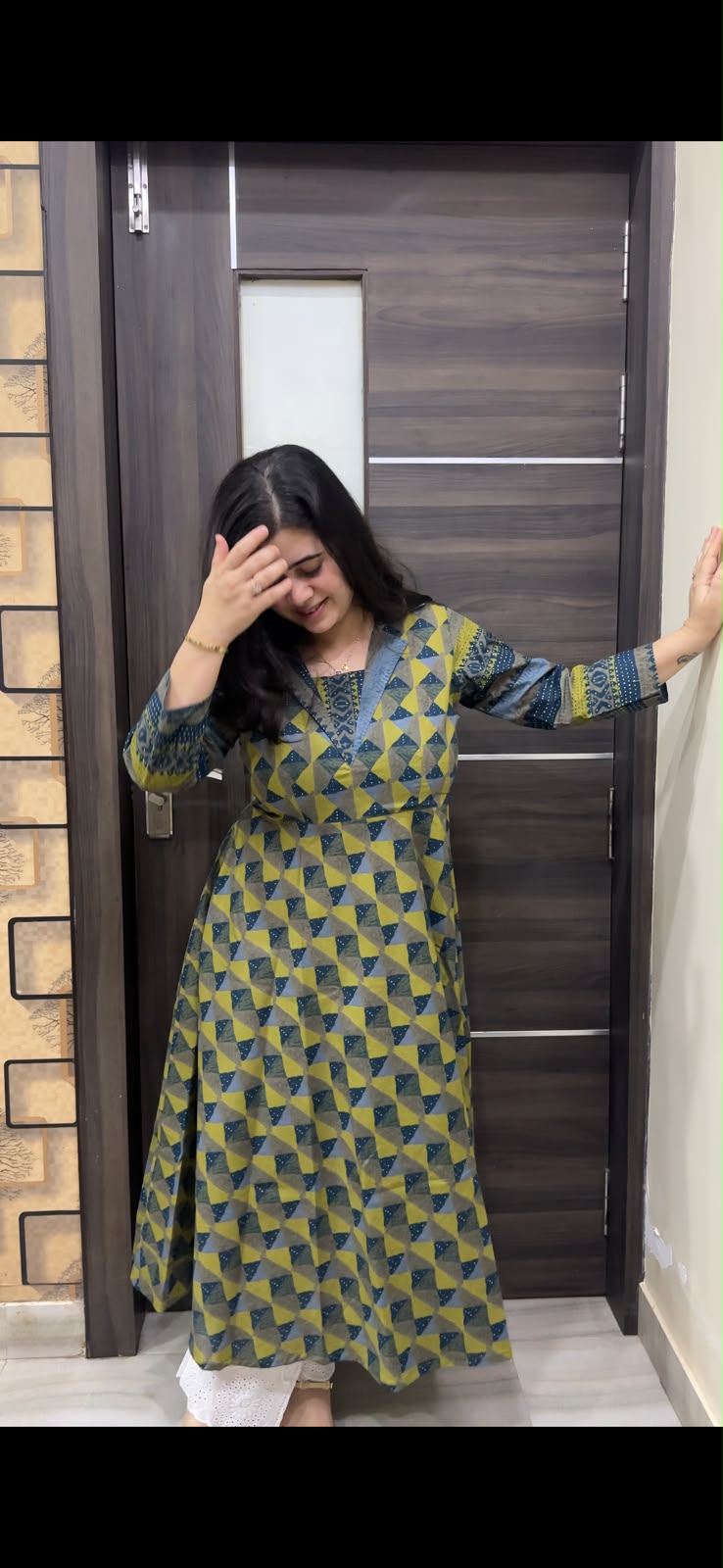 Sunehri pure cotton kurti for women green