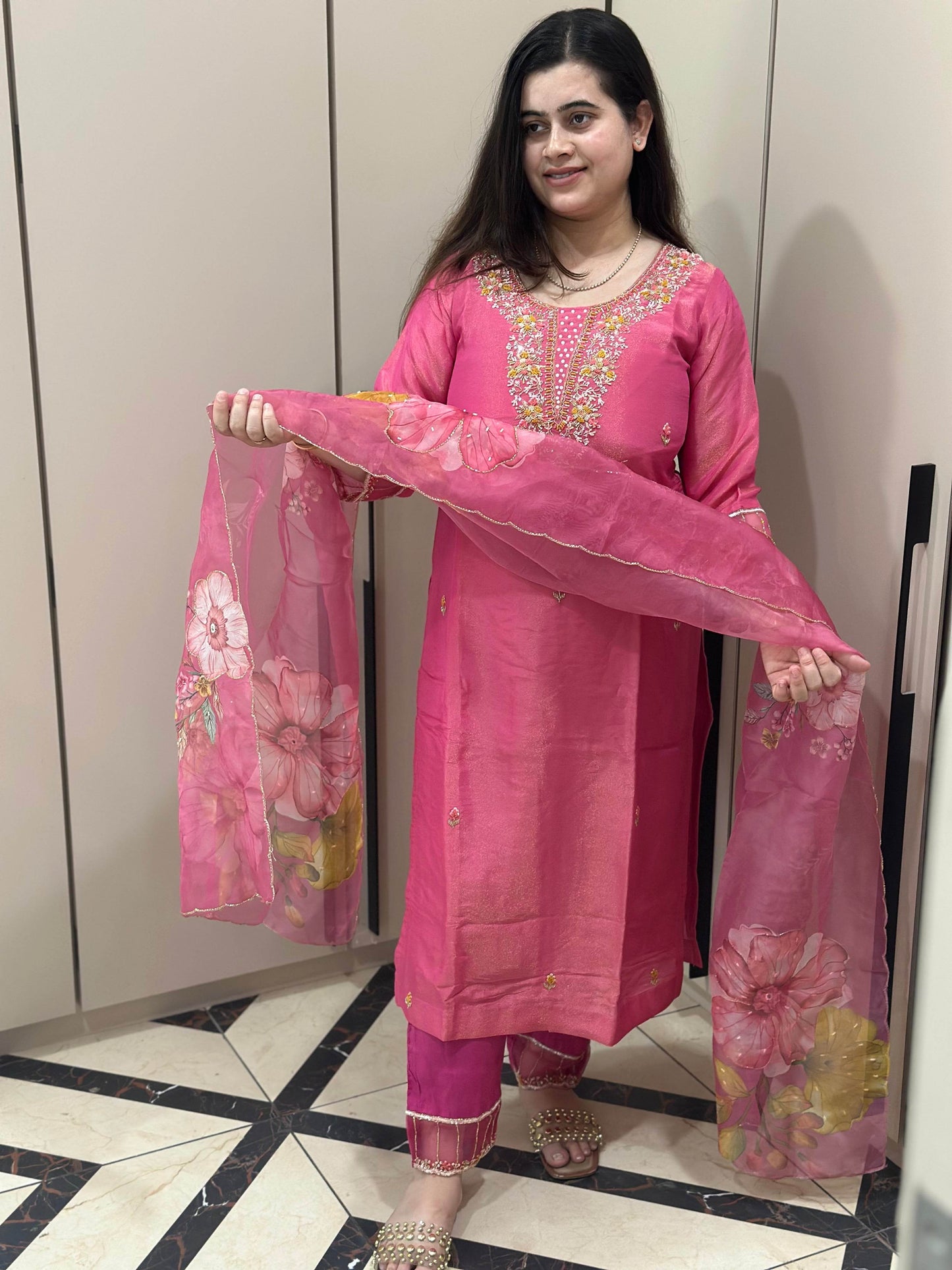 Modal Shimmer Silk Suit - Vijay Laxmi