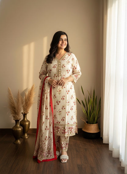 Cotton kurta set for women with dupatta