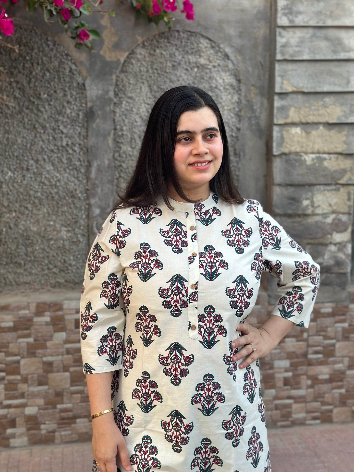 Ajrakh print cotton kurta set with pants - Vijay Laxmi