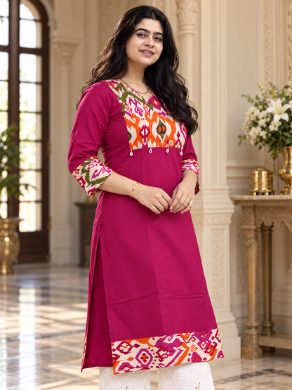 Rangrez pure cotton kurti for women pink