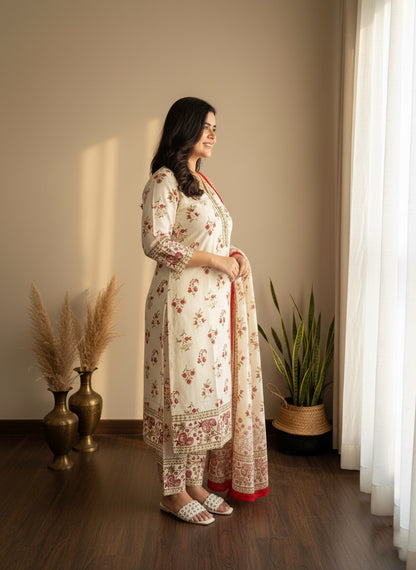 Cotton kurta set for women with dupatta