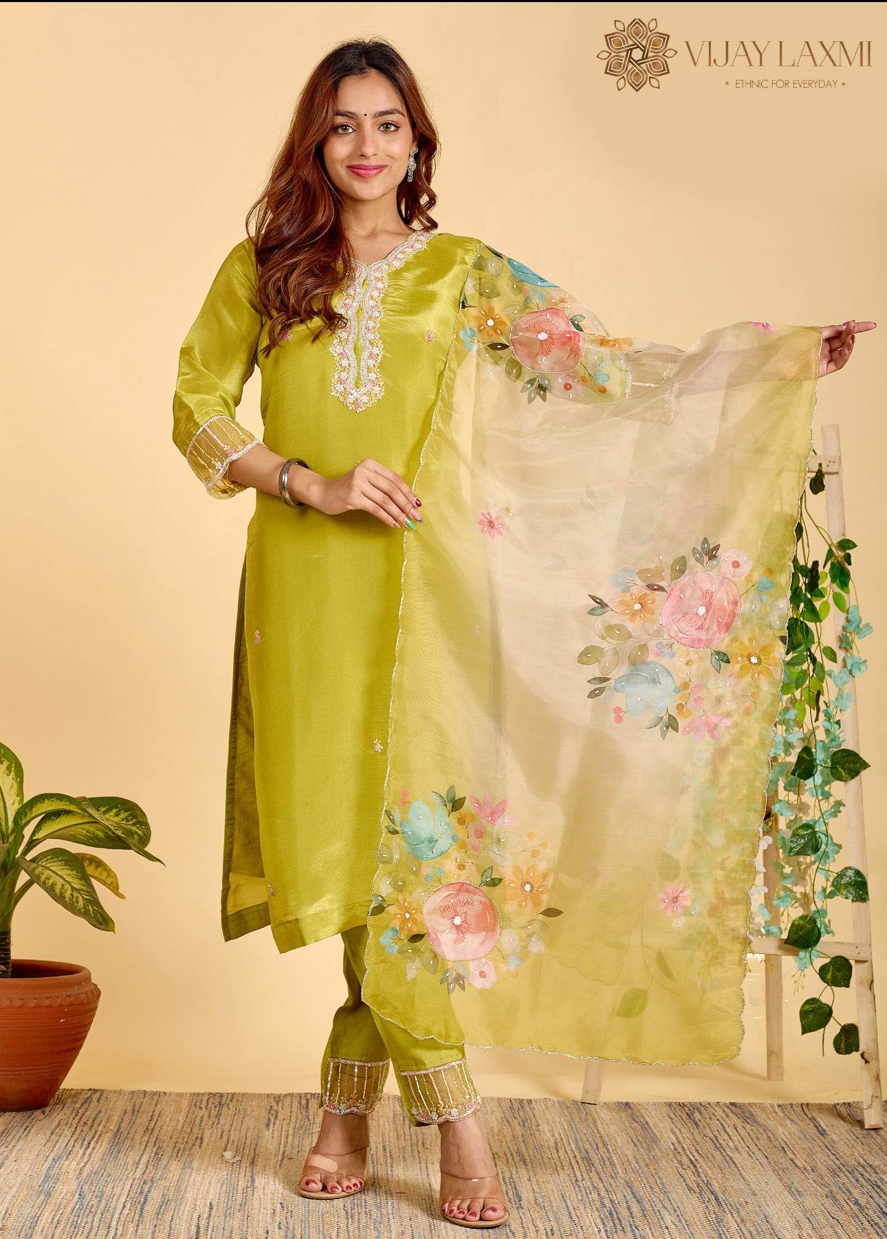 Modal Shimmer Silk Suit - Vijay Laxmi