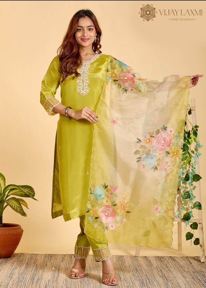Modal Shimmer Silk Suit - Vijay Laxmi