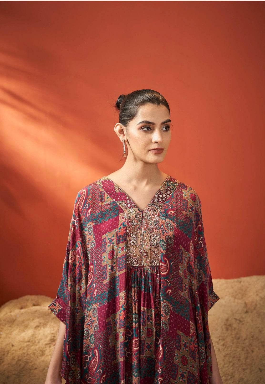 Pure crepe kaftan dress for Women - Vijay Laxmi