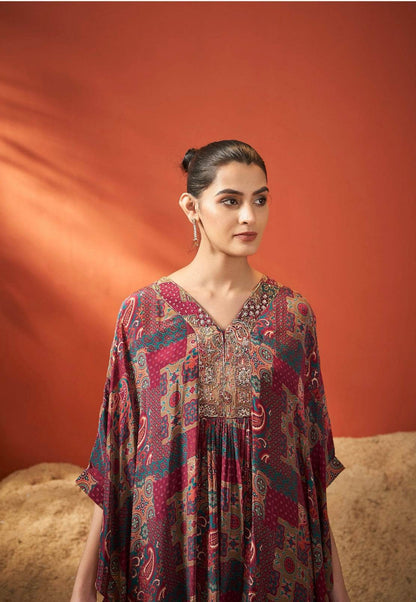 Pure crepe kaftan dress for Women - Vijay Laxmi