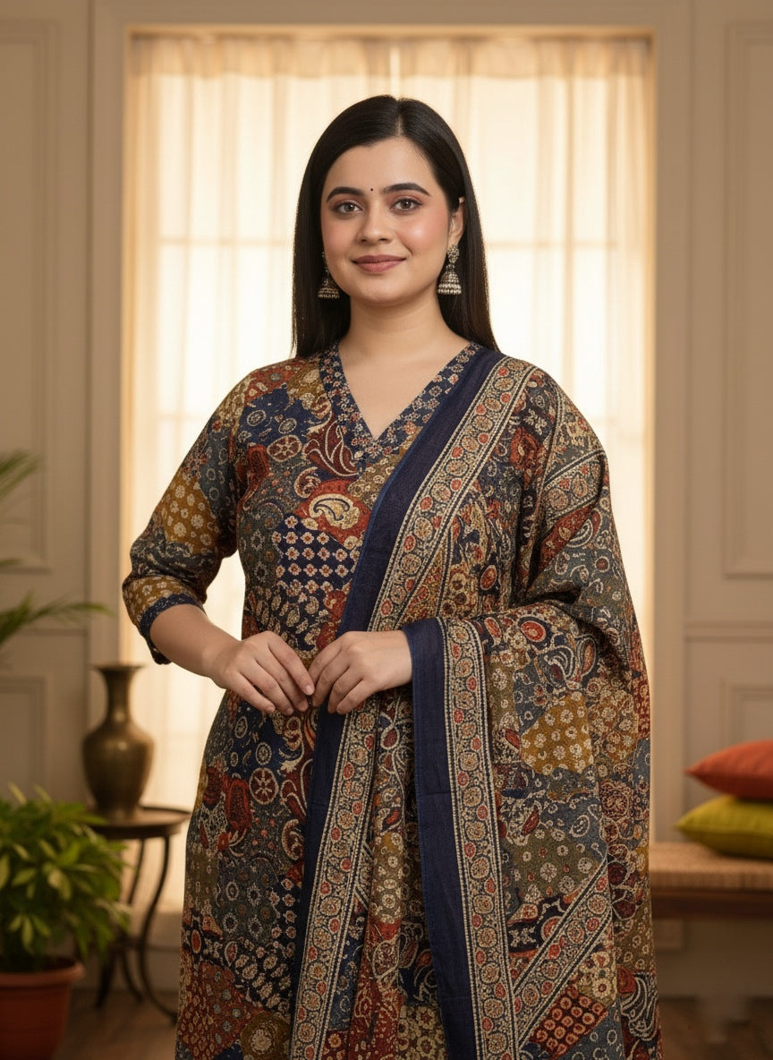 Cotton kurta set for women with dupatta