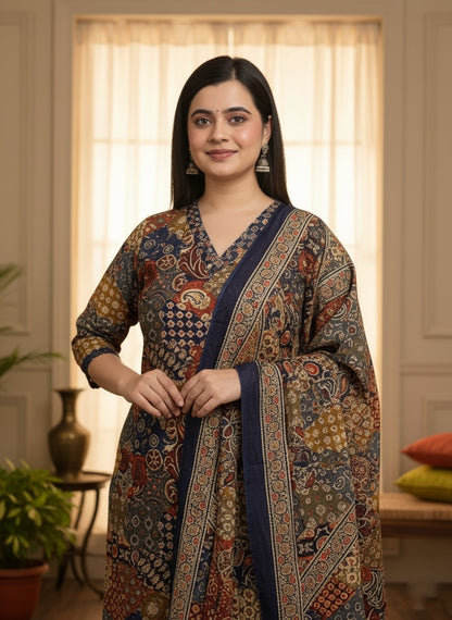 Cotton kurta set for women with dupatta