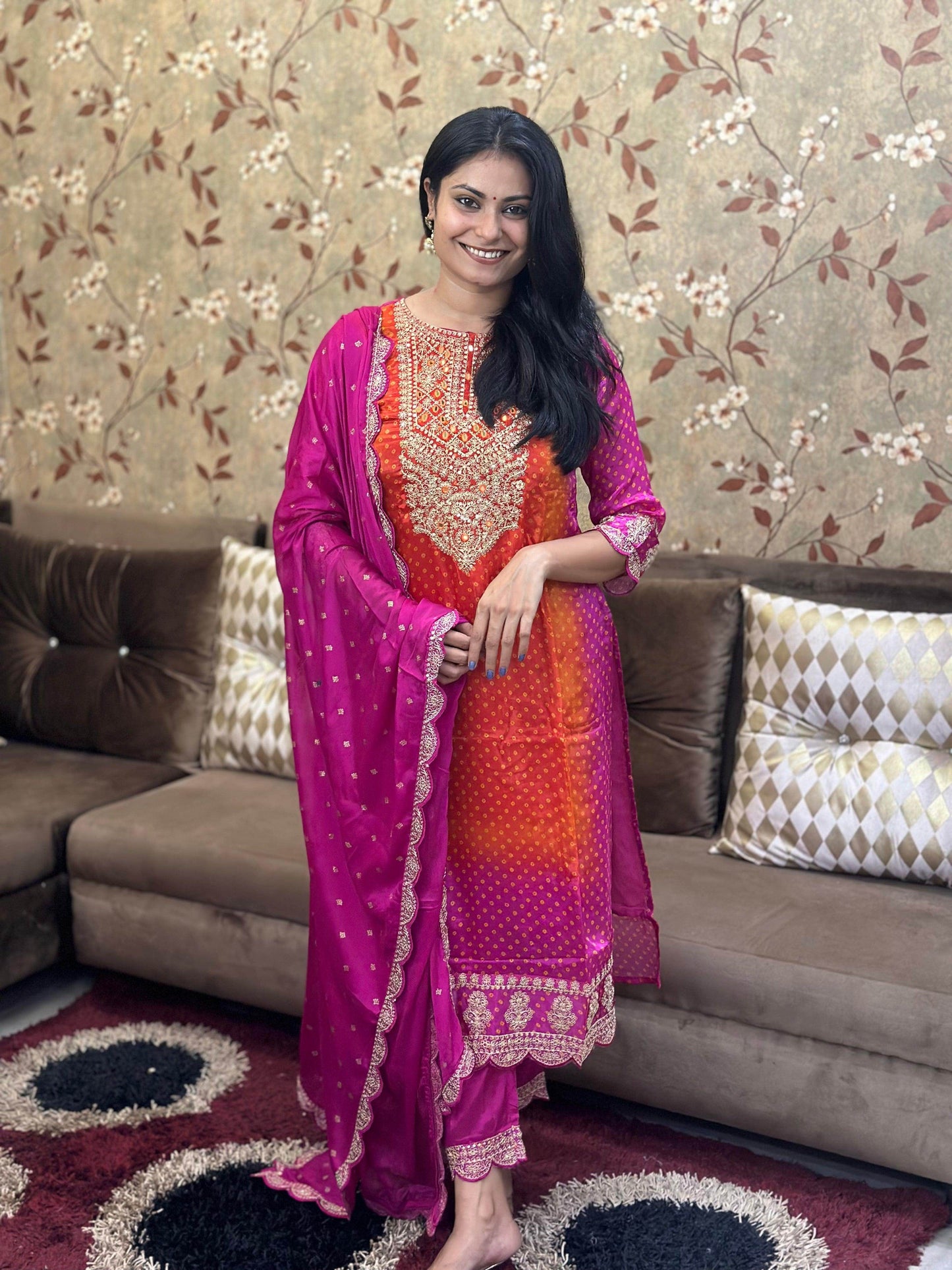 Soft Chinon Silk Suit For Women - Vijay Laxmi