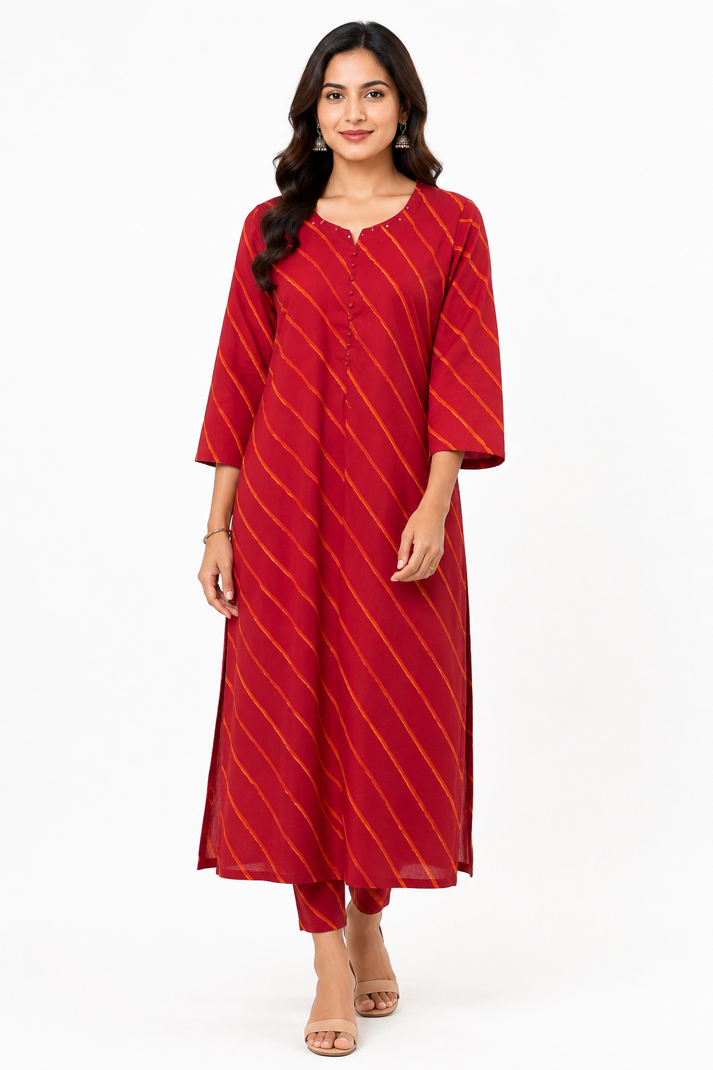 Gulzar Leheriya cotton kurti red