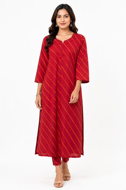 Gulzar Leheriya cotton kurti red