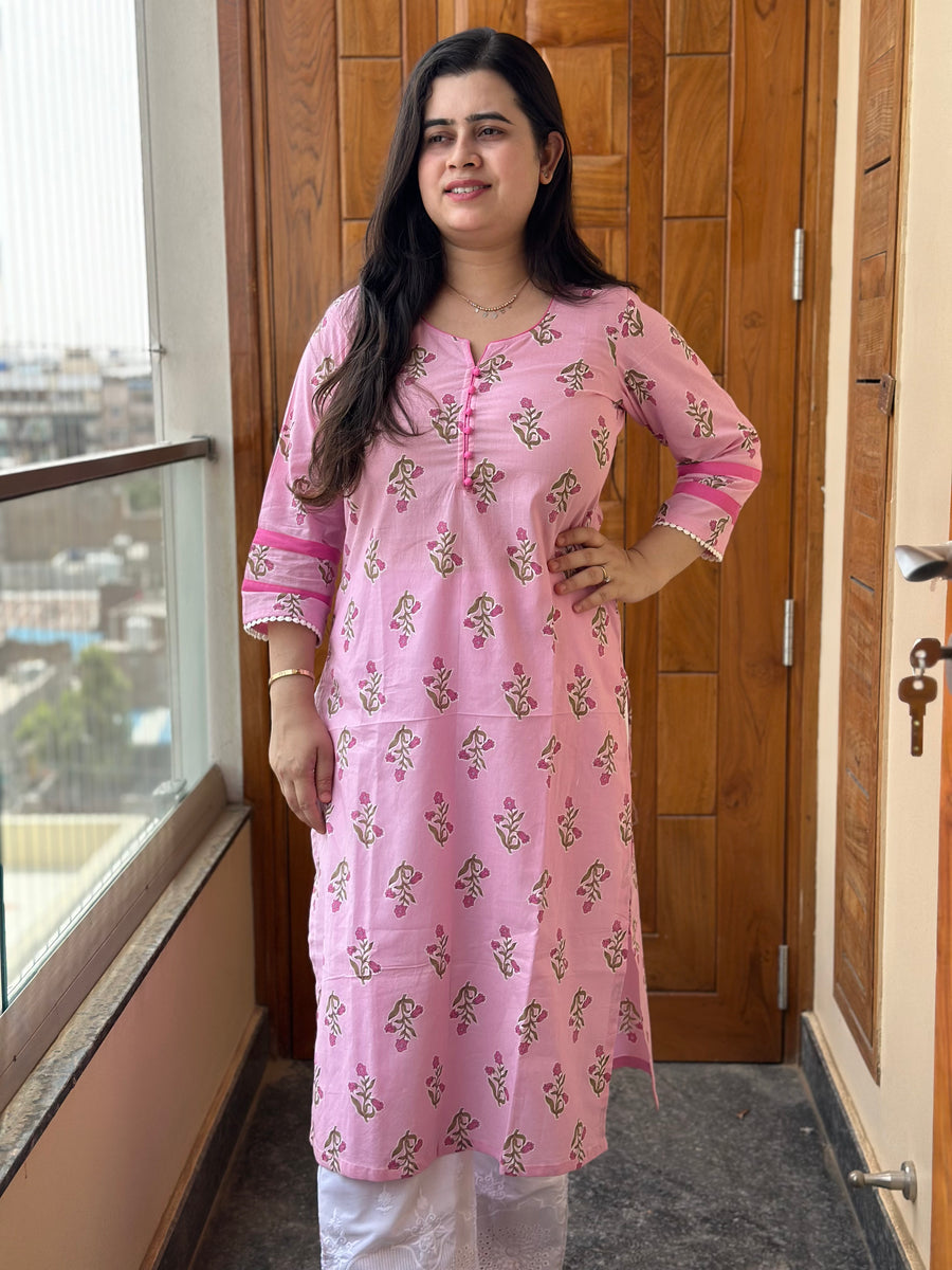 Gulmohar Cotton kurti for women pink