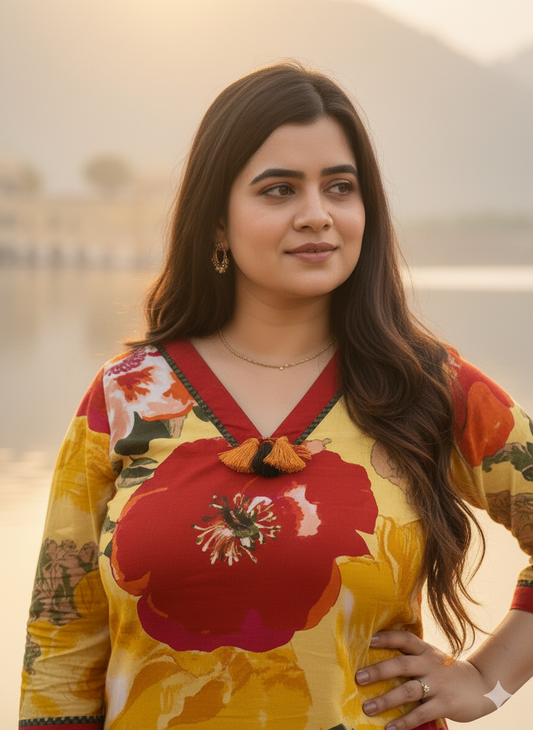 Breathable & Stylish Floral cotton kurti