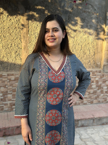 Breathable & Stylish Ajrakh Cotton Kurti for Women