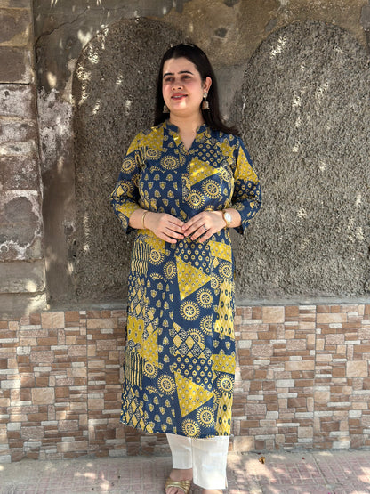 Kalamkari Charm- Handcrafted Heritage Cotton Kurti