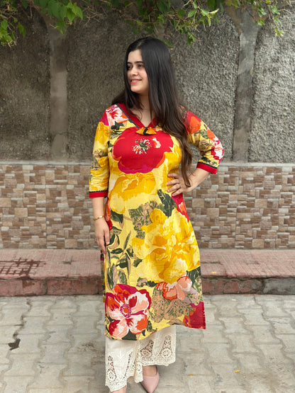 Breathable & Stylish Floral cotton kurti