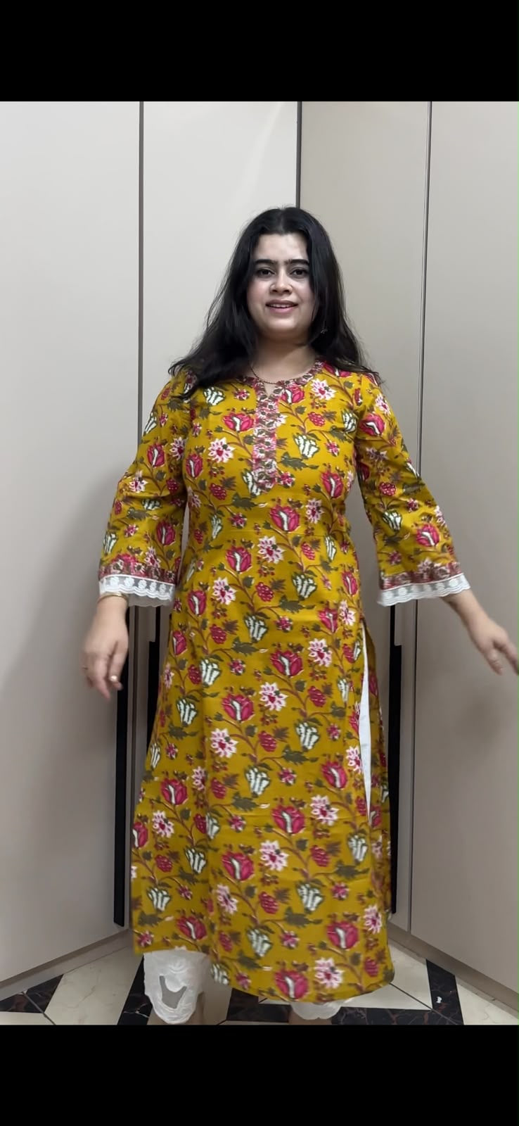 Rangrez pure cotton kurti for women mustard