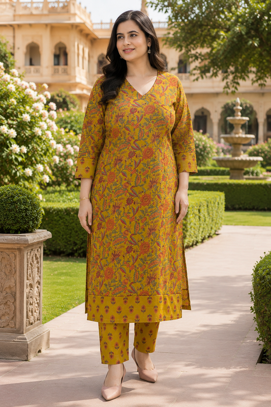 Mehar premium cotton Kurta & Pant mustard