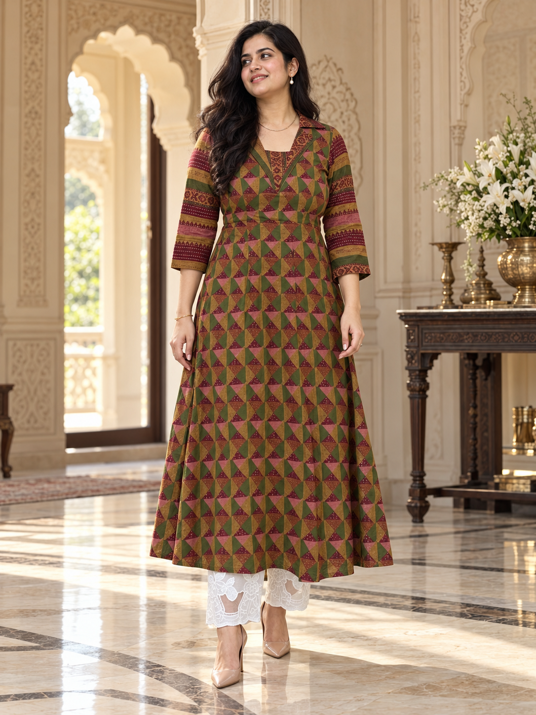 Sunehri pure cotton kurti for women copper