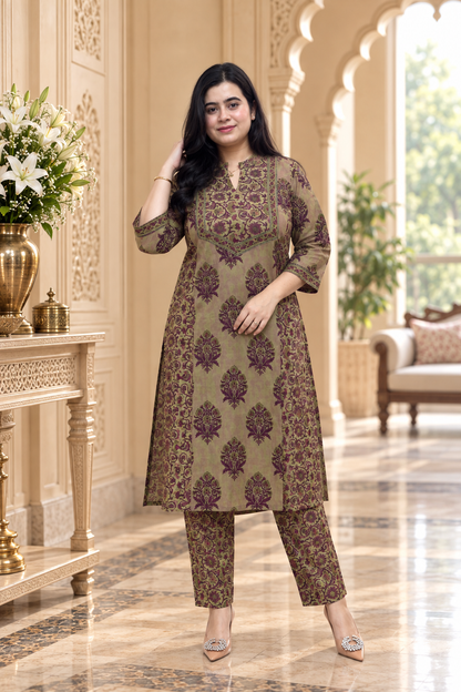 Nazakat Cotton kurta set for women purple