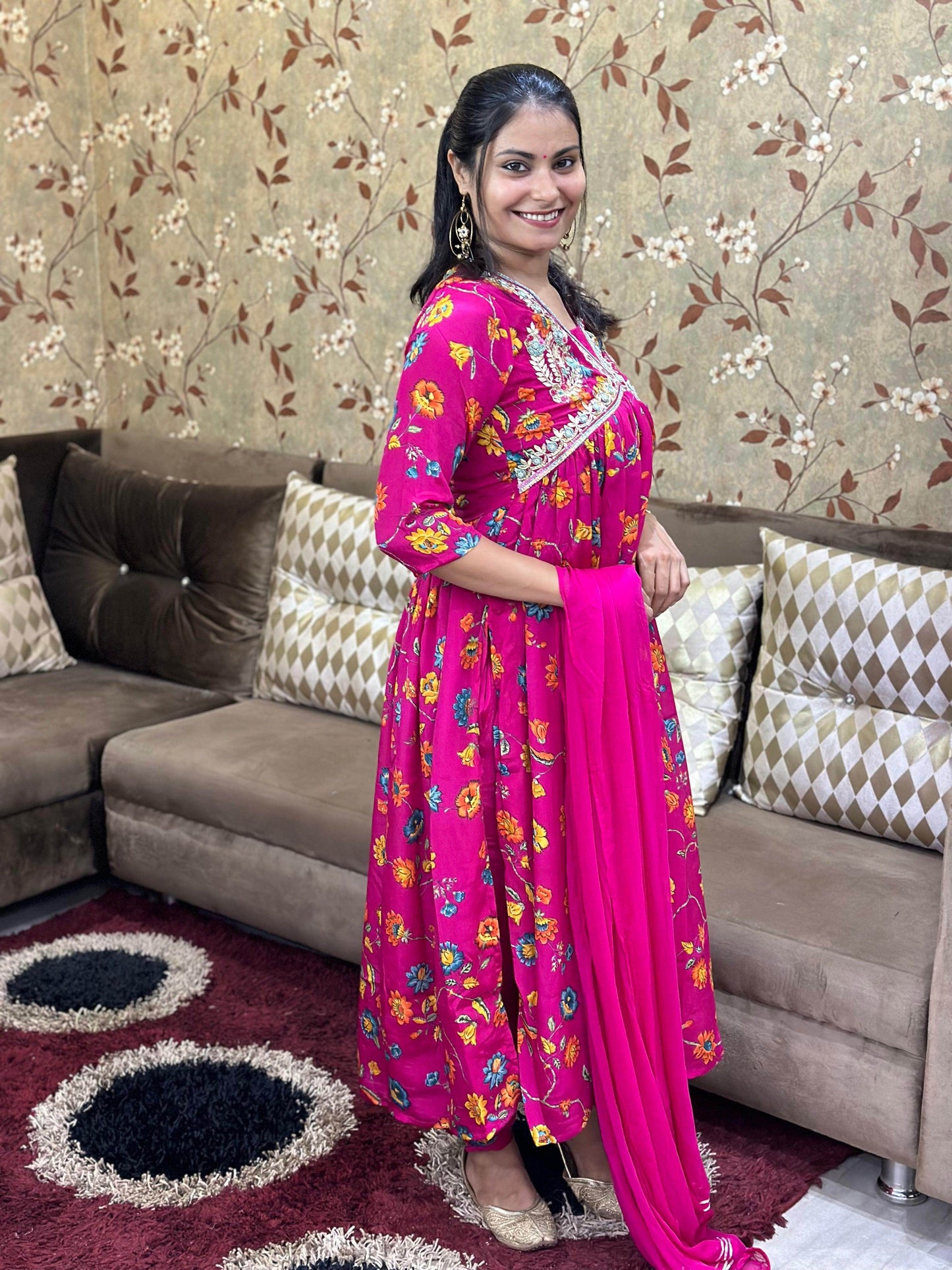 Alia Cut Chinon Suit Set - Vijay Laxmi