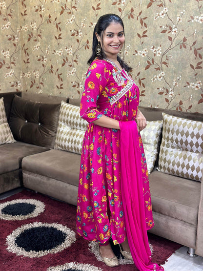 Alia Cut Chinon Suit Set - Vijay Laxmi