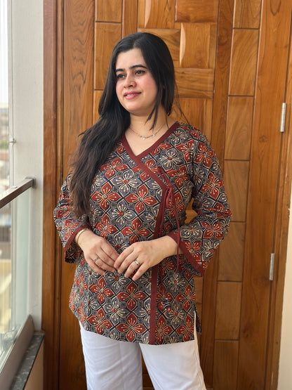 Jasmine short kurti Ajrakh