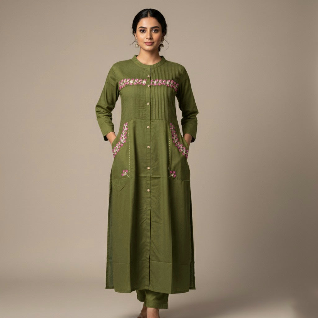 Amayra Cotton Flex Green kurta Set