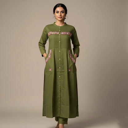 Amayra Cotton Flex Green kurta Set