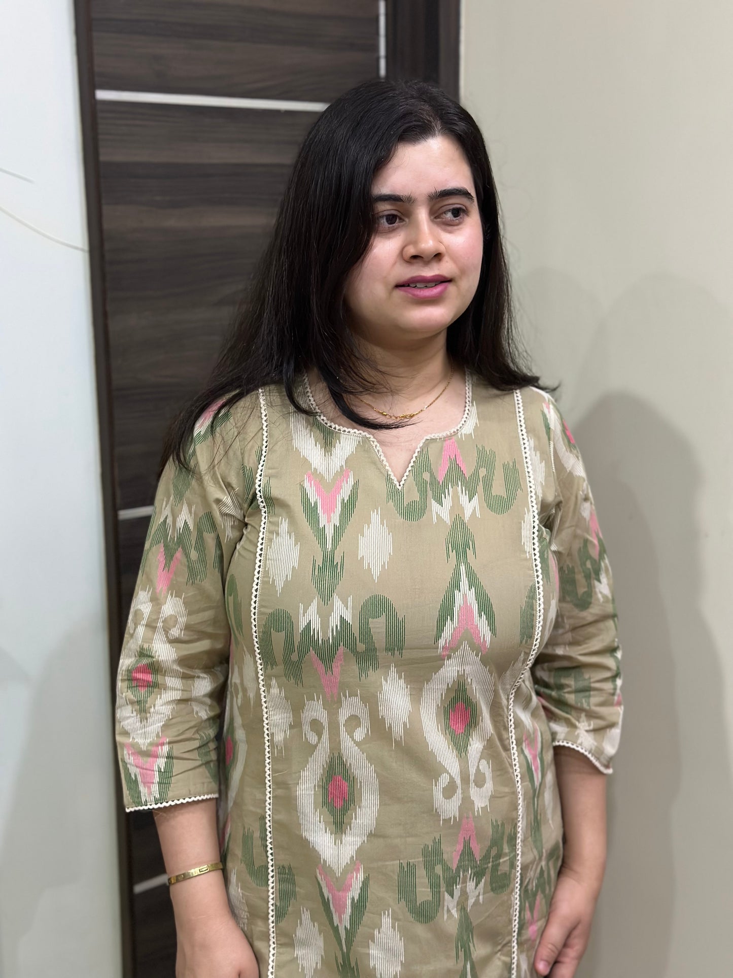 Mehar premium cotton Kurta & Pant Ikkat Beige