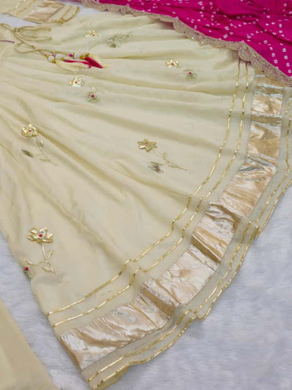 Amayra Blush Anarkali Plazzo Set & Bandhani Dupatta