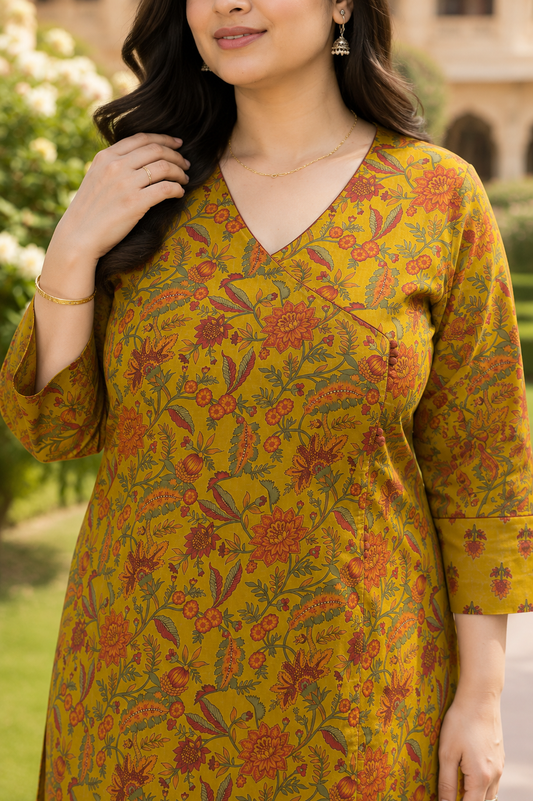 Mehar premium cotton Kurta & Pant mustard