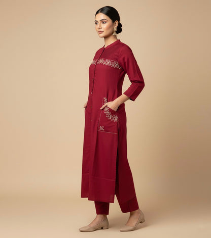 Amayra Cotton Flex Red kurta Set