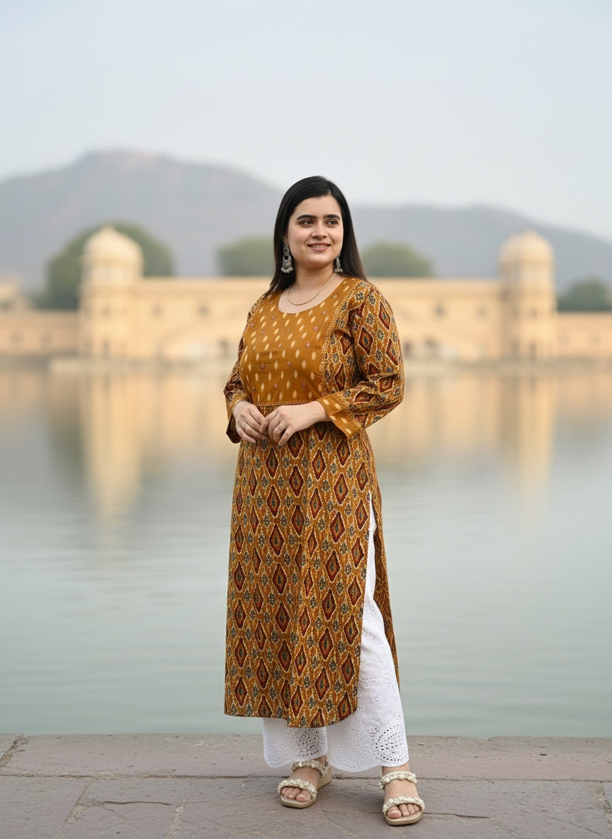 Breathable & Stylish Ikkat Cotton Kurti