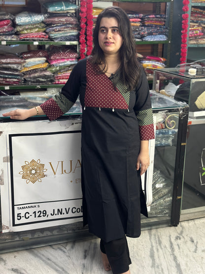 Rangrez pure cotton kurti for women black