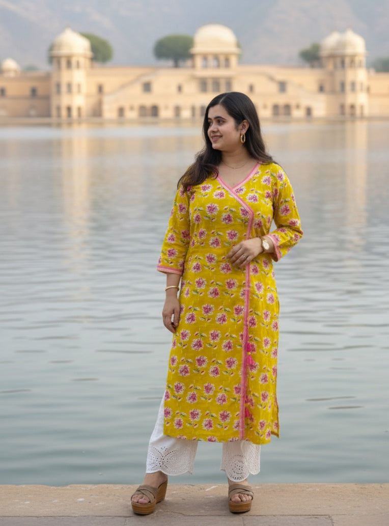 Angrakha Airy Cotton Kurti for women
