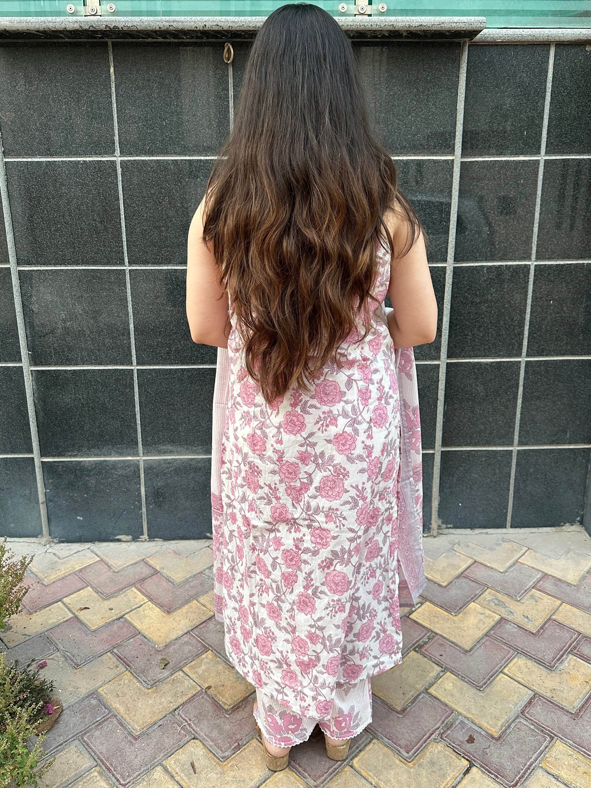 Sleeveless Thread Work Cotton Suit For Women - Vijay Laxmi