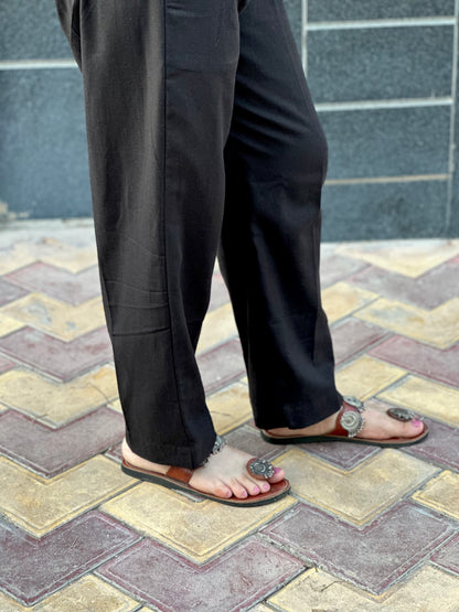 Breathable Black Cotton Pants