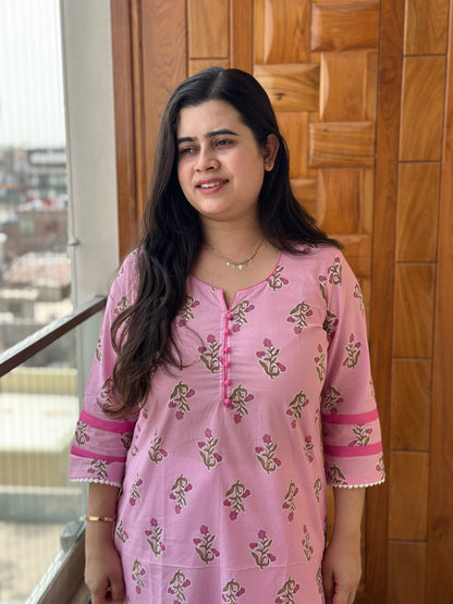 Gulmohar Cotton kurti for women pink
