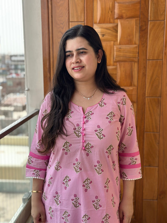 Gulmohar Cotton kurti for women pink